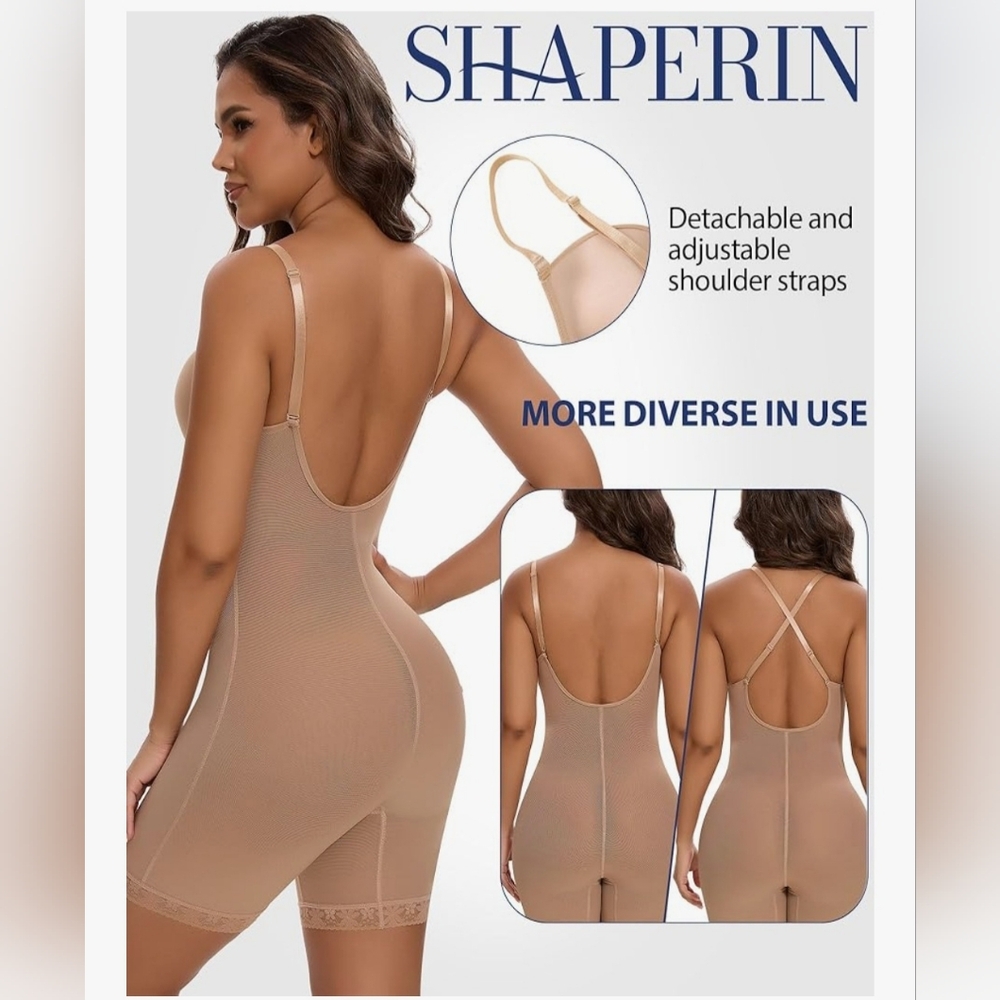 SHAPERIN Backless Shapewear Strapless Bodysuit Plunge Neckline - Picture 3 of 4